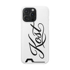 Phone Case with Card Holder – Elegant Black Calligraphy Design