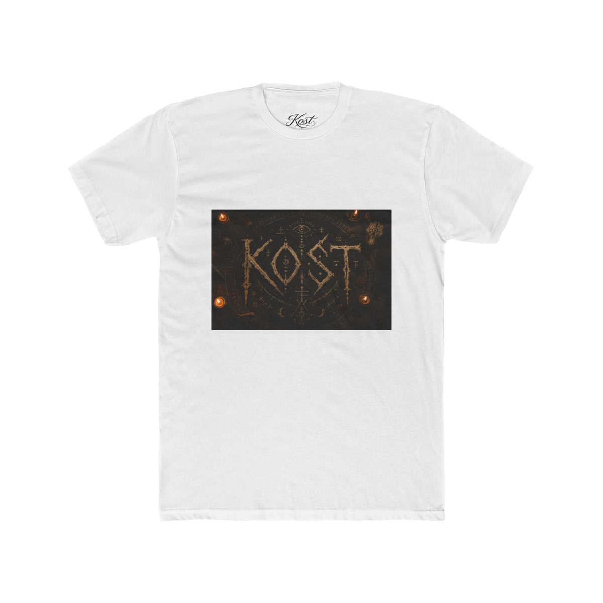 KÖST Rustic Firebrand Tee — Vintage Burned Lettering Graphic T-Shirt