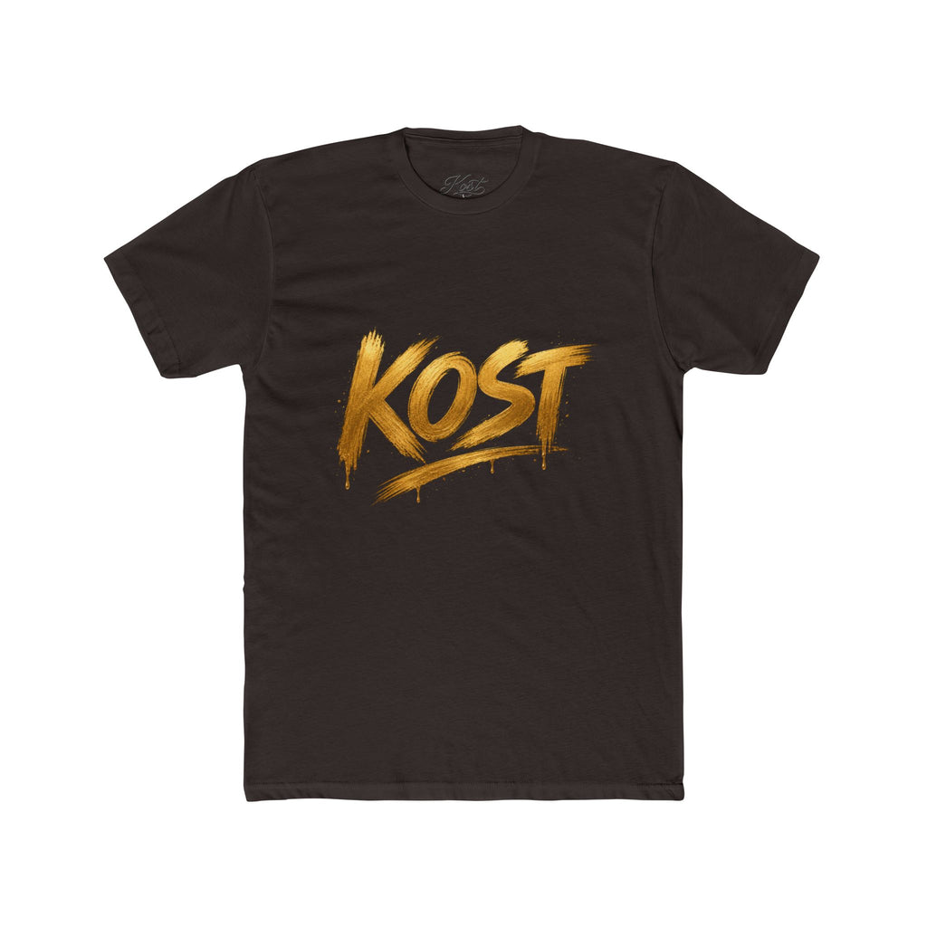 KOST Gold Script T‑Shirt — Streetwear Graphic Tee with Metallic Brush Lettering