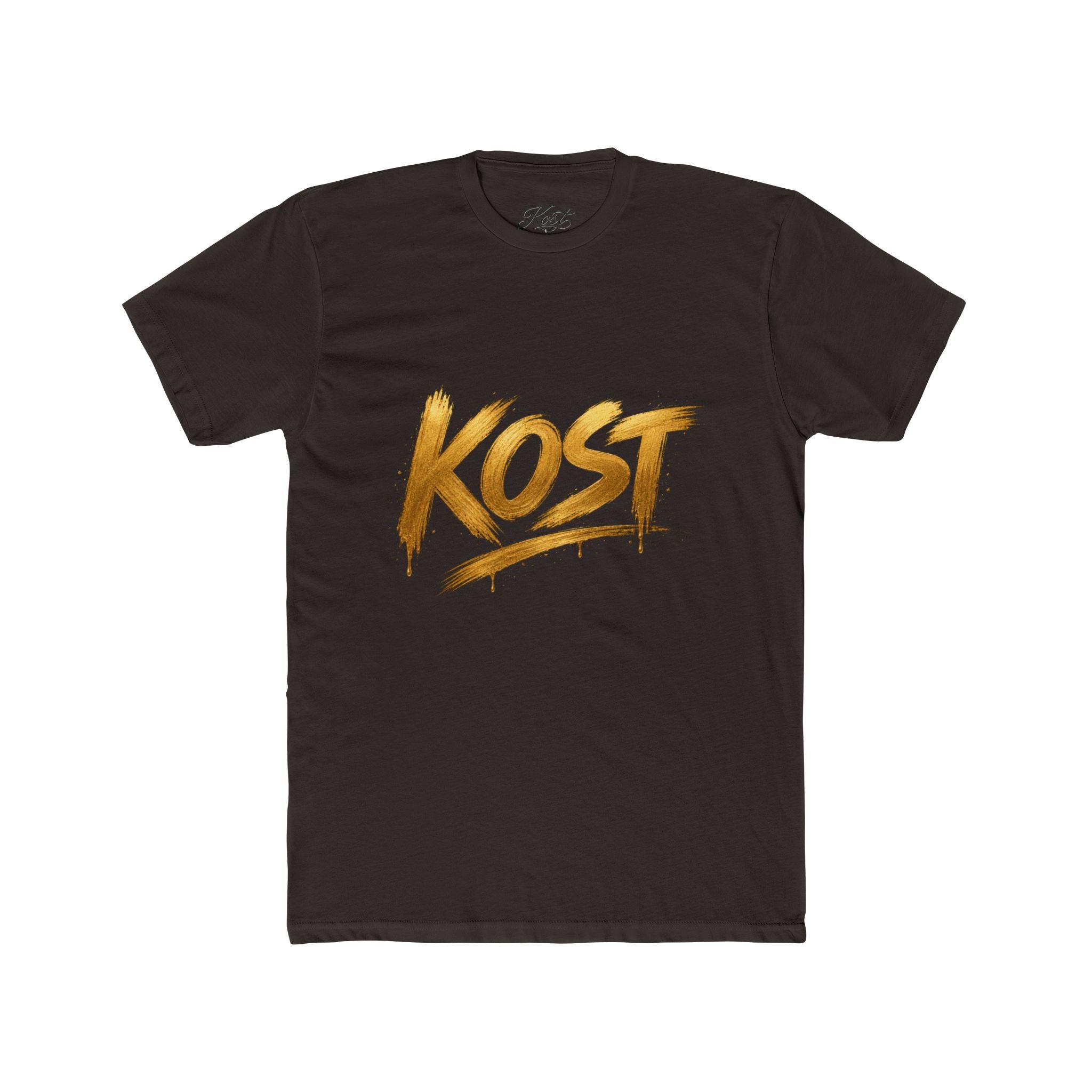 KOST Gold Script T‑Shirt — Streetwear Graphic Tee with Metallic Brush Lettering