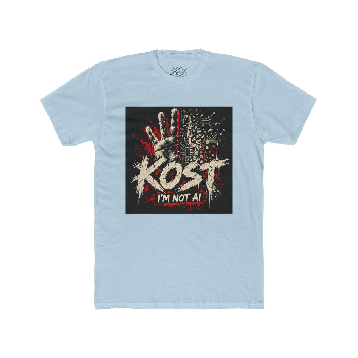 T-Shirt — KOST "I'm Not Al" Graphic Tee (Handprint Horror Design)