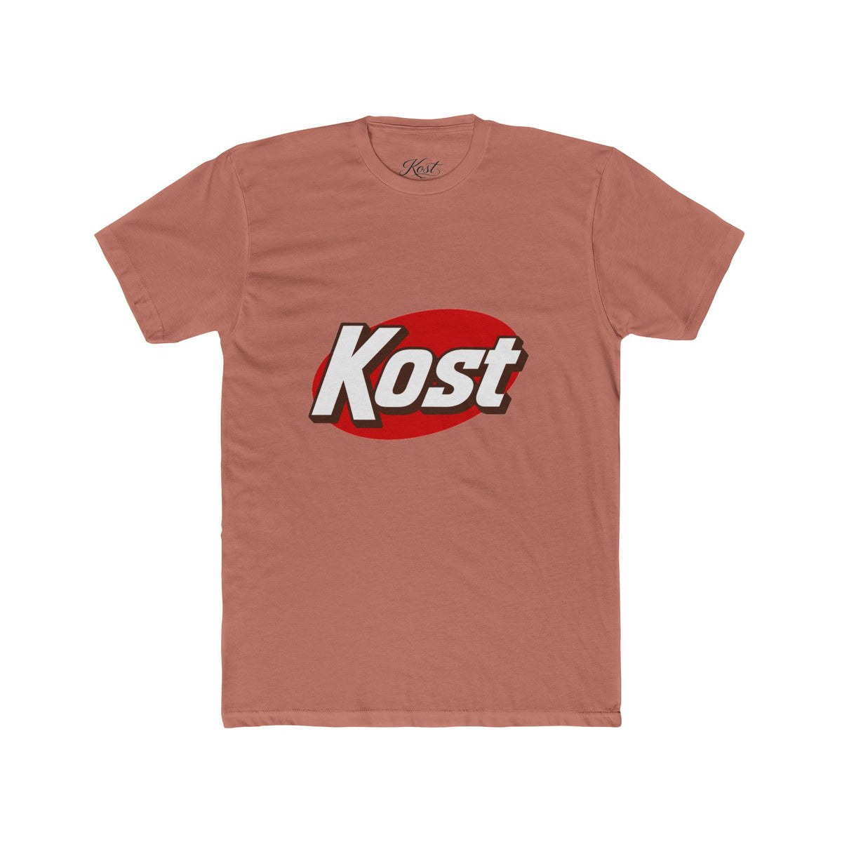 Kost Logo Tee — Retro Red Oval Graphic Cotton T‑Shirt
