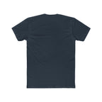 Geometric Maze Graphic Tee — Vintage Blue & Brown Optical Pattern