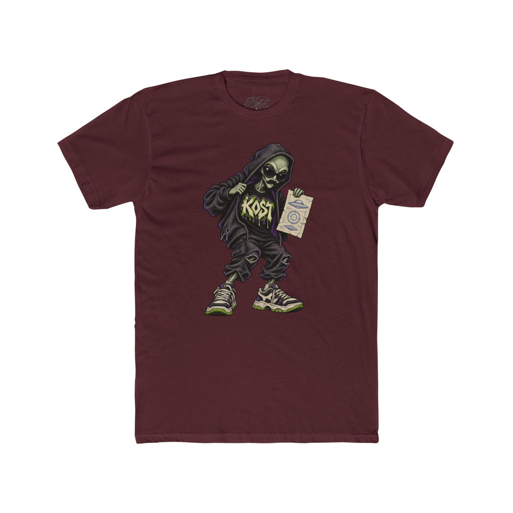 Skull Hood Crew Tee — Grunge Streetwear Graphic T-Shirt with 'Kost' Design
