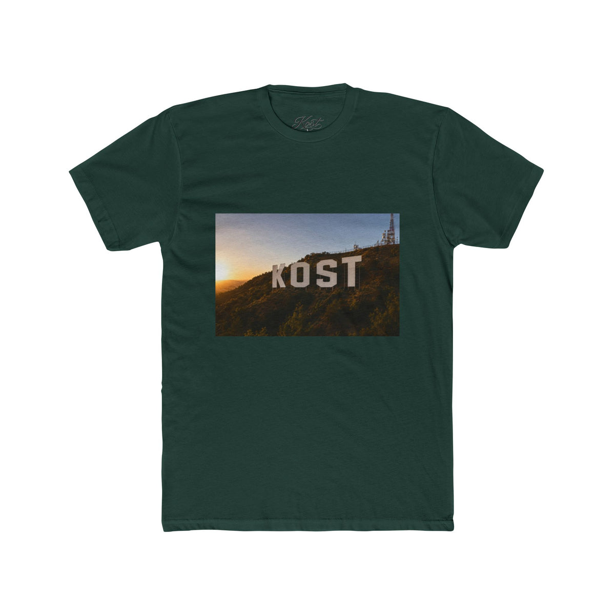 KOST Sunset Hollywood Sign Photo Tee — Vintage LA Skyline Graphic T-Shirt