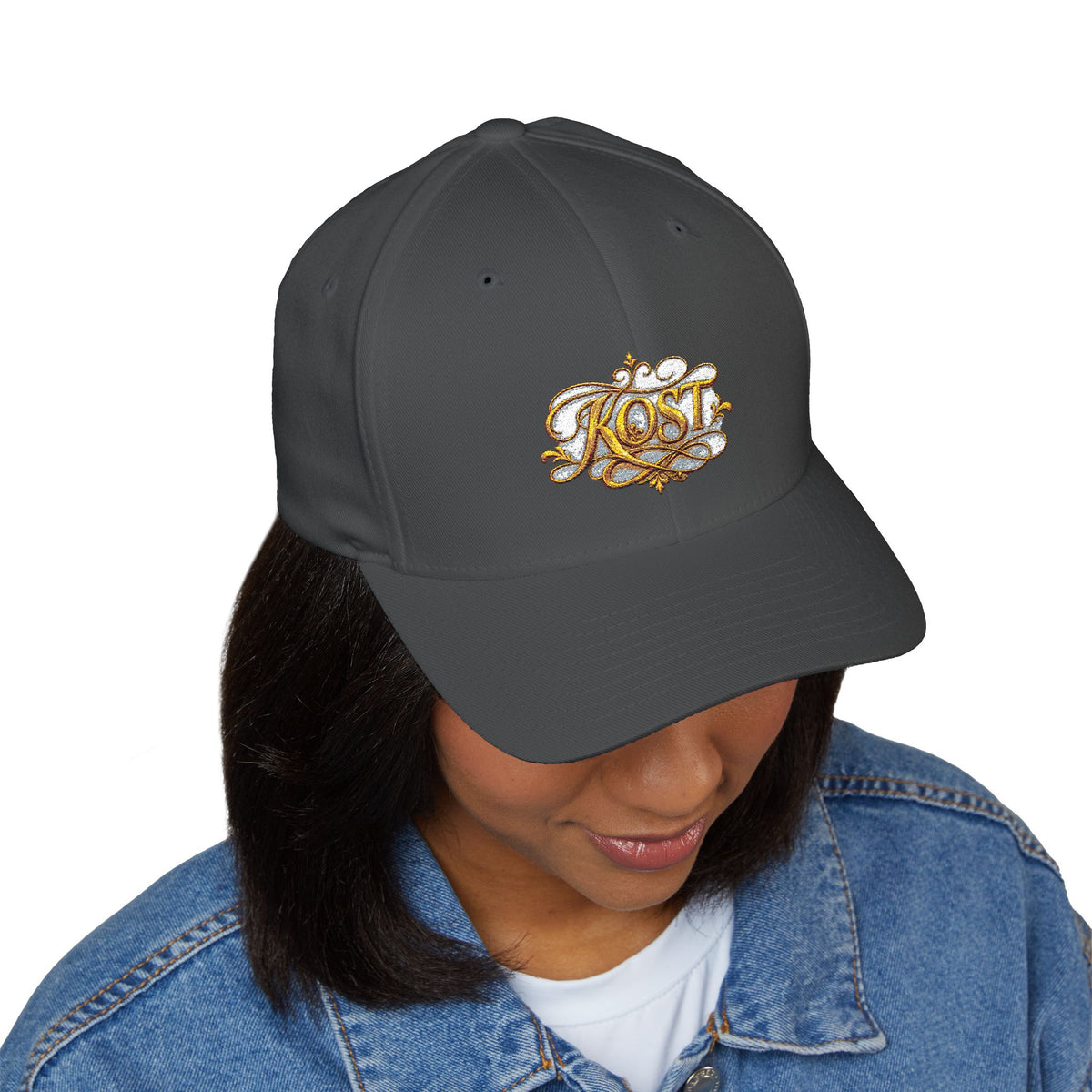 Embroidered 'Kost' Baroque Gold Logo Cap — Structured Closed-Back Hat
