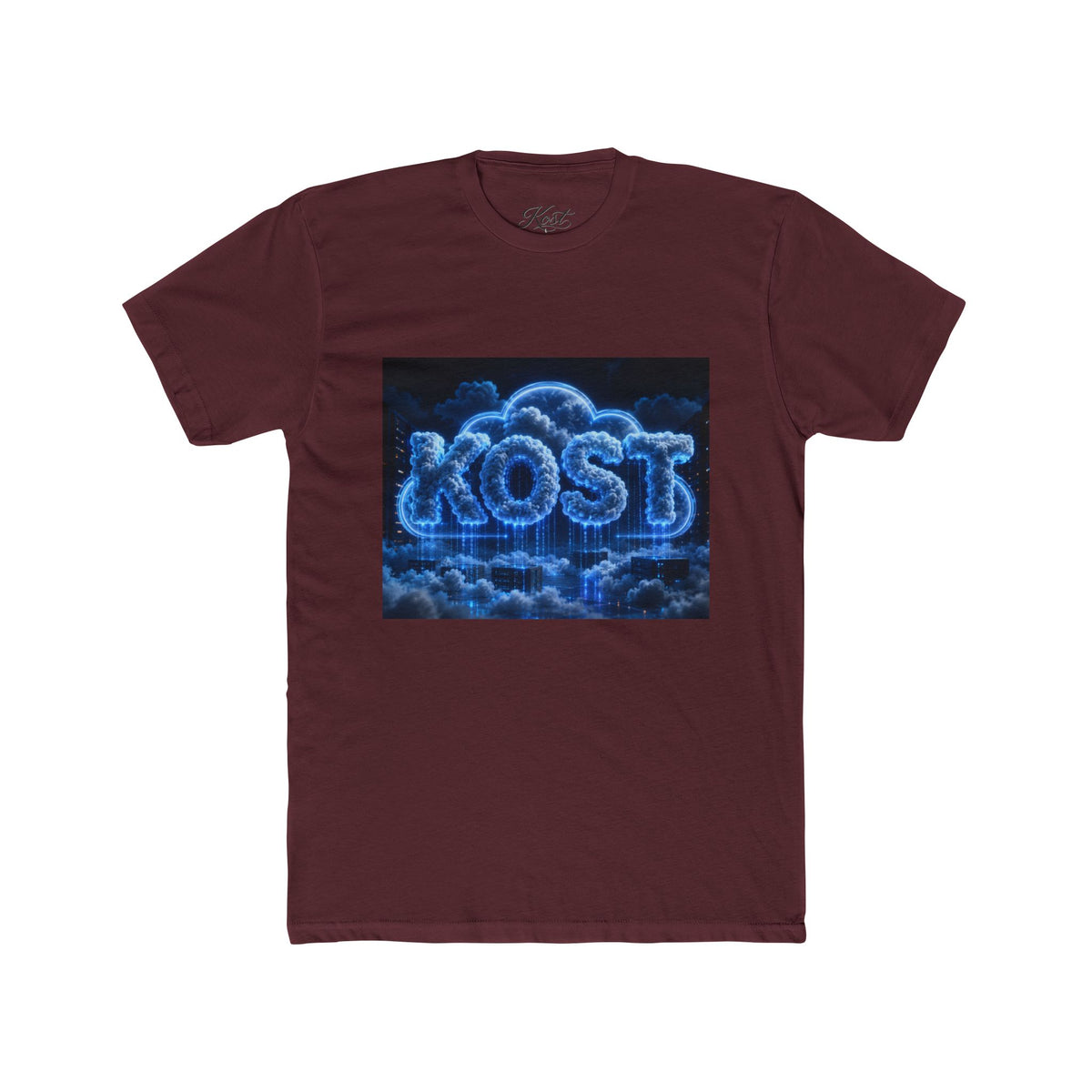 Cloud Glow T‑Shirt — 'KOST' Neon Blue Cloud Graphic Tee