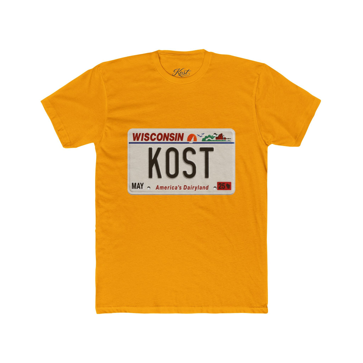 Wisconsin License Plate 'KOST' T‑Shirt — Retro America’s Dairyland Tee