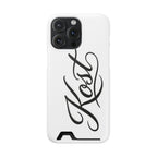 Phone Case with Card Holder – Elegant Black Calligraphy Design