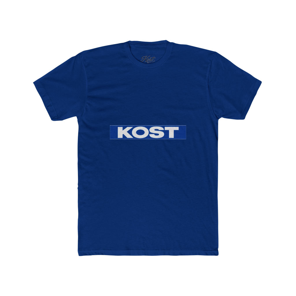 KOST Logo Tee — Retro Blue Box Graphic Cotton T‑Shirt