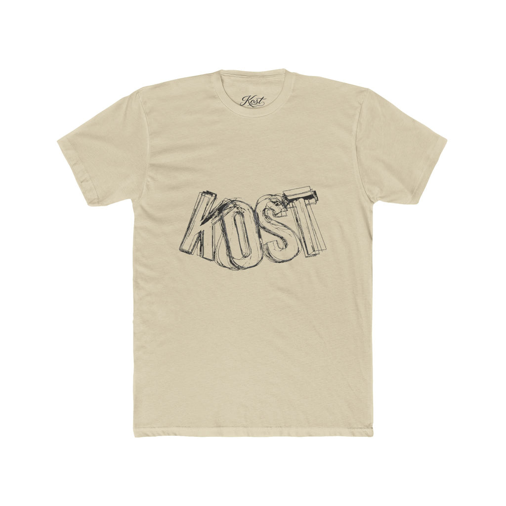 KOST Sketch Logo Tee — White Cotton Graphic T‑Shirt