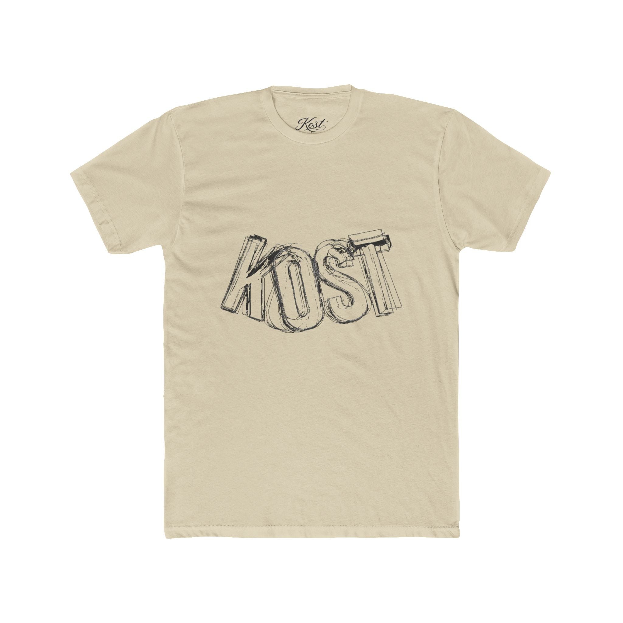 KOST Sketch Logo Tee — White Cotton Graphic T‑Shirt