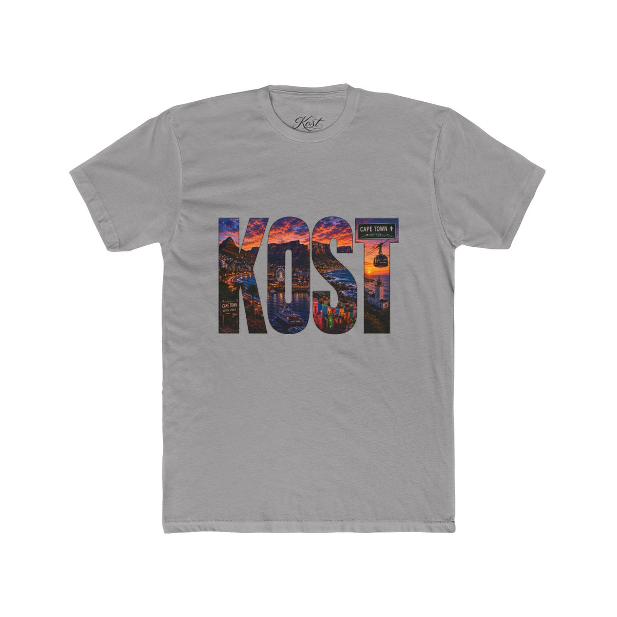 KOST Cityscape Tee — Sunset Photo Lettering Graphic T‑Shirt