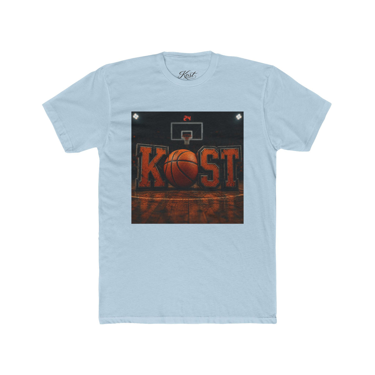 Basketball Court Graphic Tee — 'KOST' Logo with Basketball