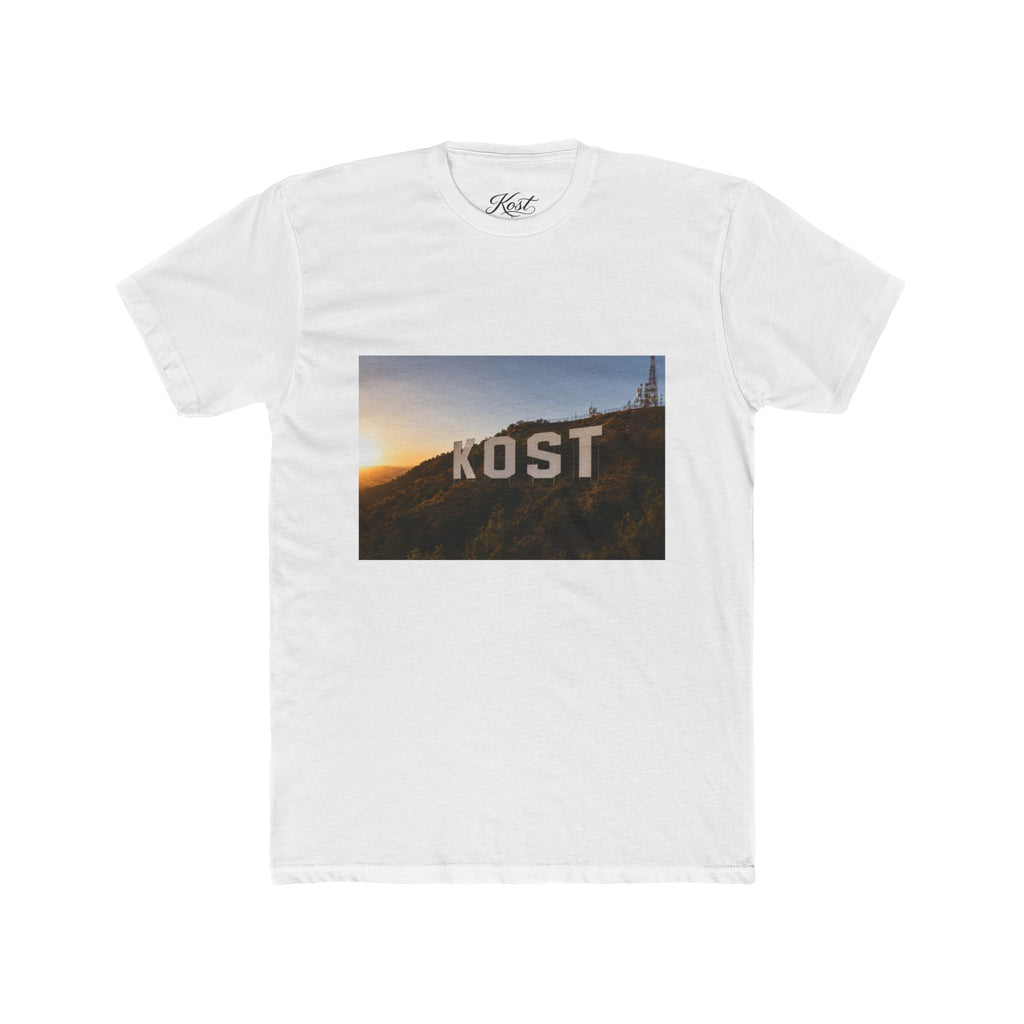 KOST Sunset Hollywood Sign Photo Tee — Vintage LA Skyline Graphic T-Shirt