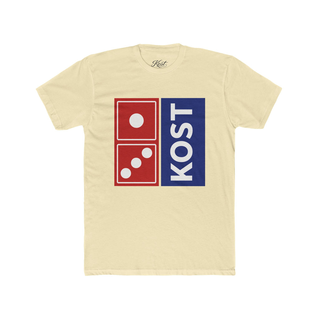 KOST Domino Logo Tee — Retro Red & Blue Graphic T-Shirt