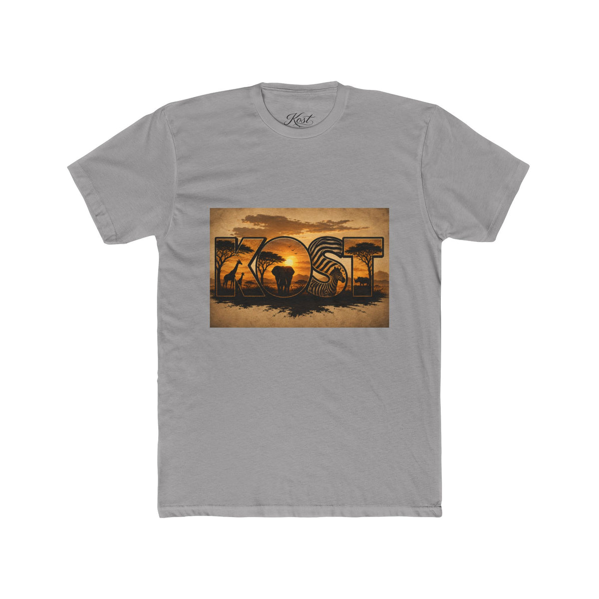 African Safari Sunset T-Shirt - Elephant & Acacia Silhouette Tee