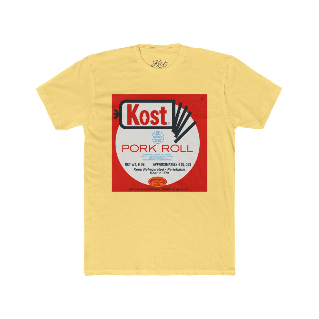 Pork Roll Graphic Tee — Retro 'Kost' Label Vintage Food Shirt