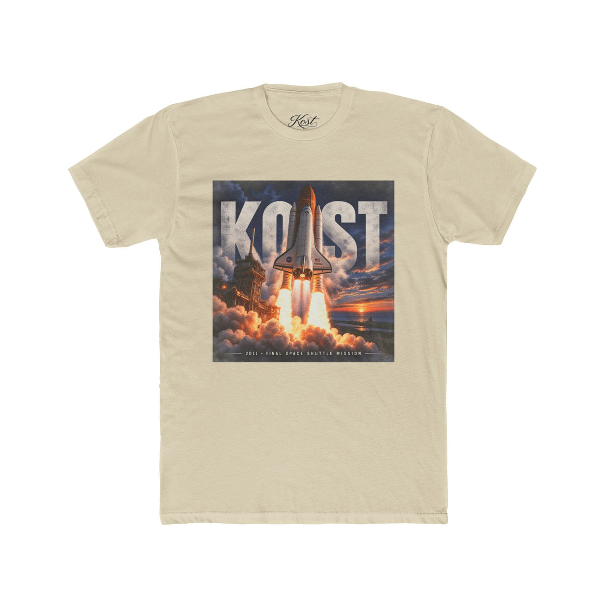 Space Shuttle Launch Graphic Tee — 'KOST' Retro Rocket Crew Shirt