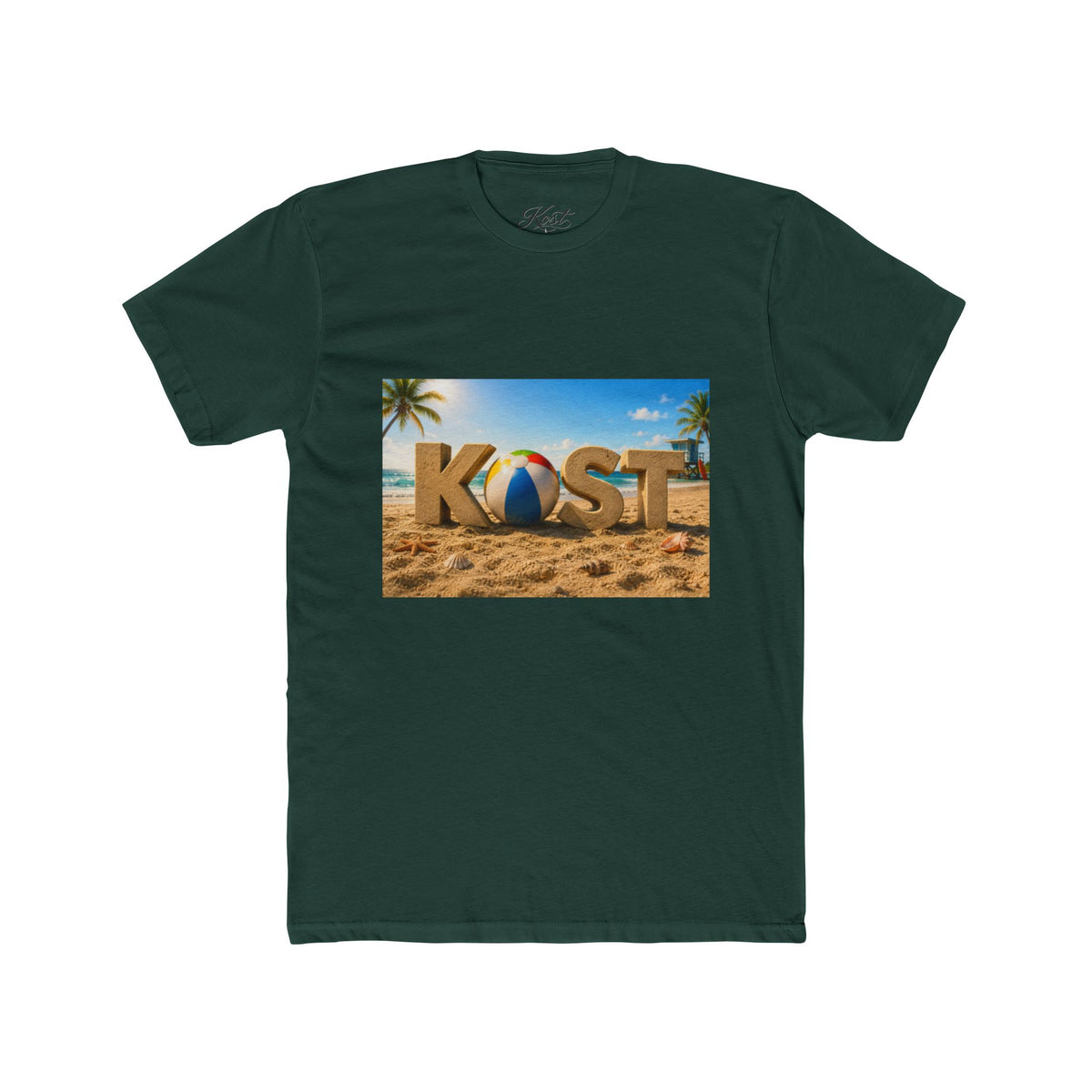 Coastal Beach Tee — 'KOST' Sand & Surf Graphic T-Shirt