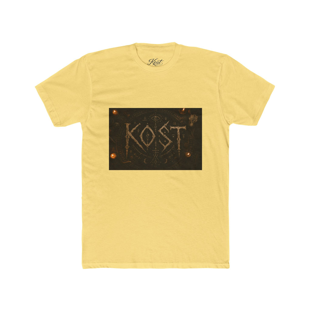 KÖST Rustic Firebrand Tee — Vintage Burned Lettering Graphic T-Shirt