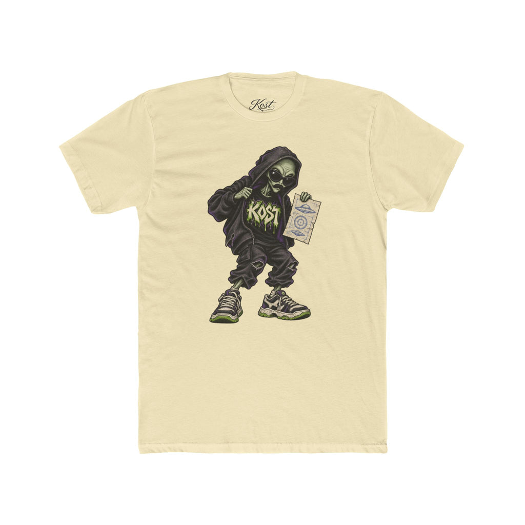 Skull Hood Crew Tee — Grunge Streetwear Graphic T-Shirt with 'Kost' Design