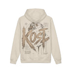 KOST Globe Graphic Hoodie — Vintage Earthtone Logo Heavyweight Sweatshirt