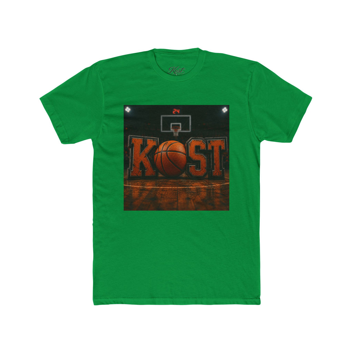 Basketball Court Graphic Tee — 'KOST' Logo with Basketball