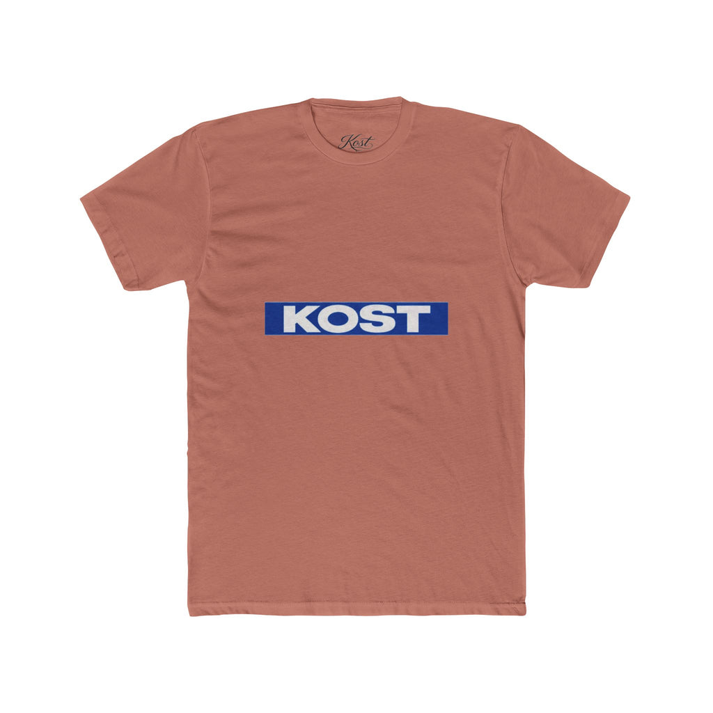 KOST Logo Tee — Retro Blue Box Graphic Cotton T‑Shirt