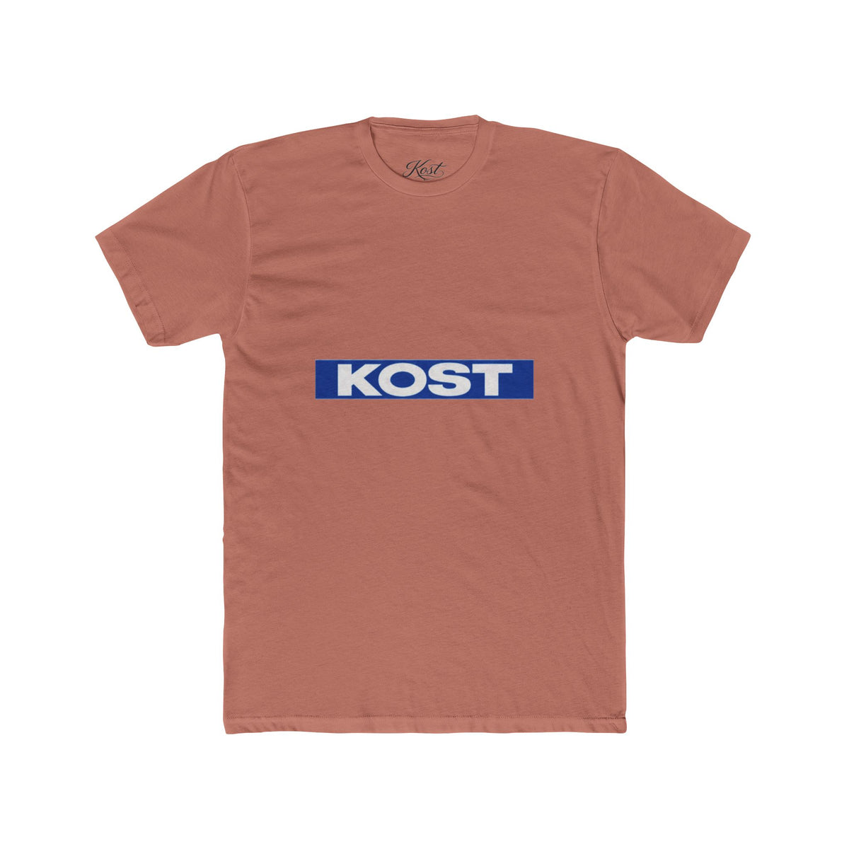 KOST Logo Tee — Retro Blue Box Graphic Cotton T‑Shirt