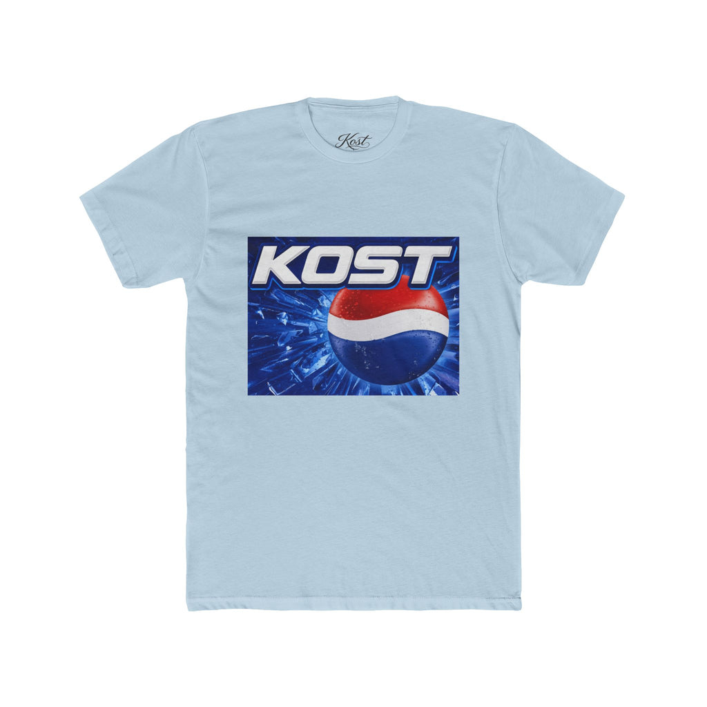 KOST Soda-Style Logo Tee — Retro Blue Pop Graphic T-Shirt