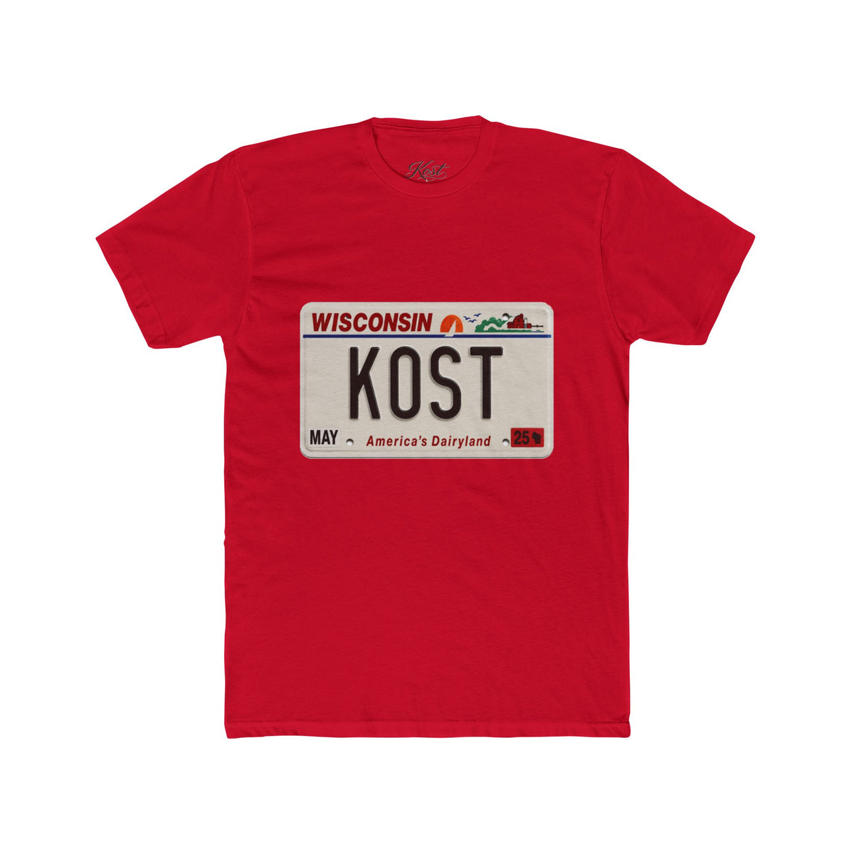 Wisconsin License Plate 'KOST' T‑Shirt — Retro America’s Dairyland Tee