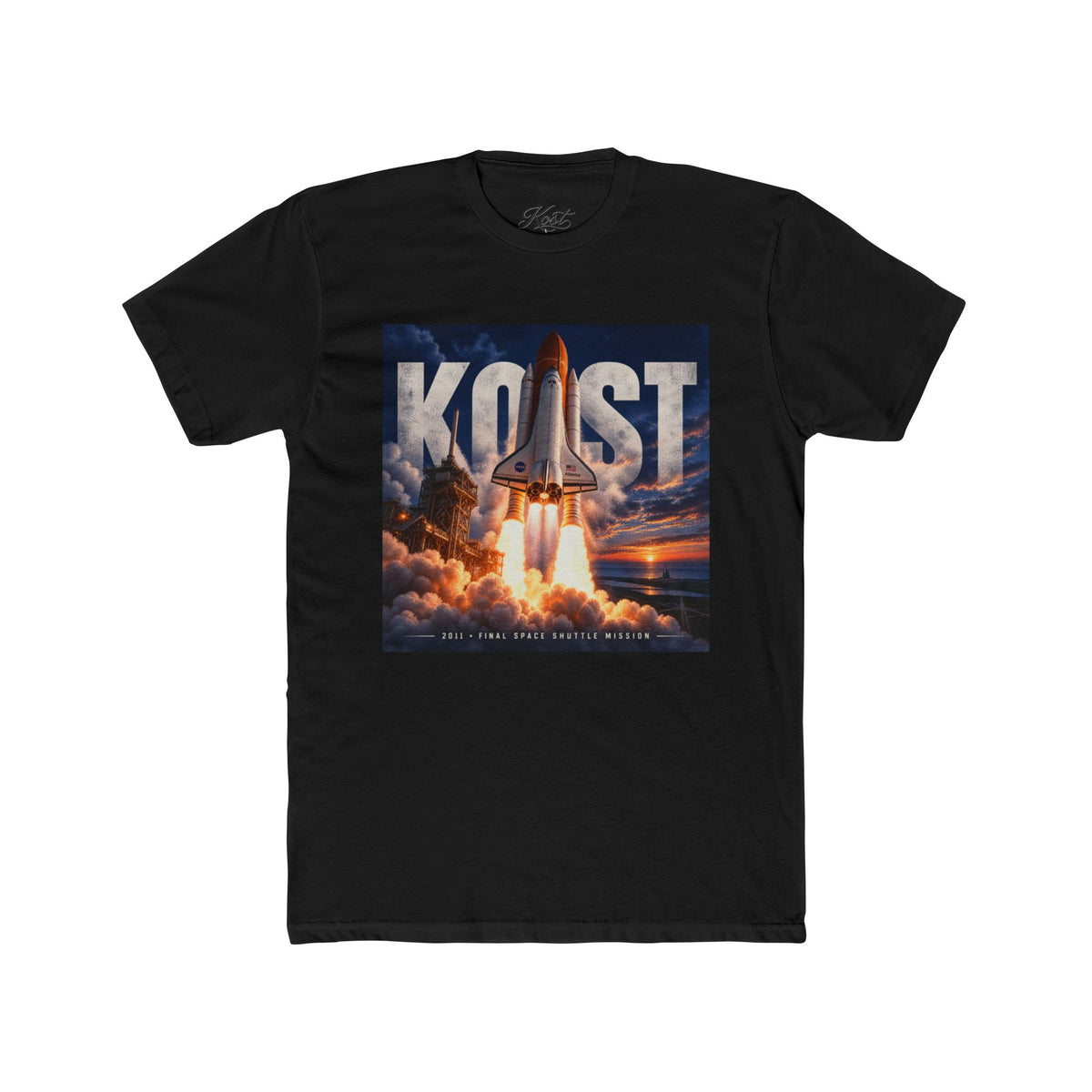 Space Shuttle Launch Graphic Tee — 'KOST' Retro Rocket Crew Shirt