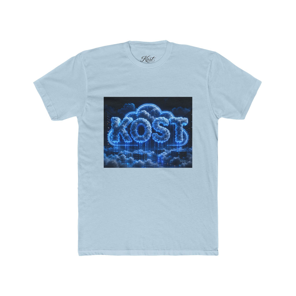 Cloud Glow T‑Shirt — 'KOST' Neon Blue Cloud Graphic Tee