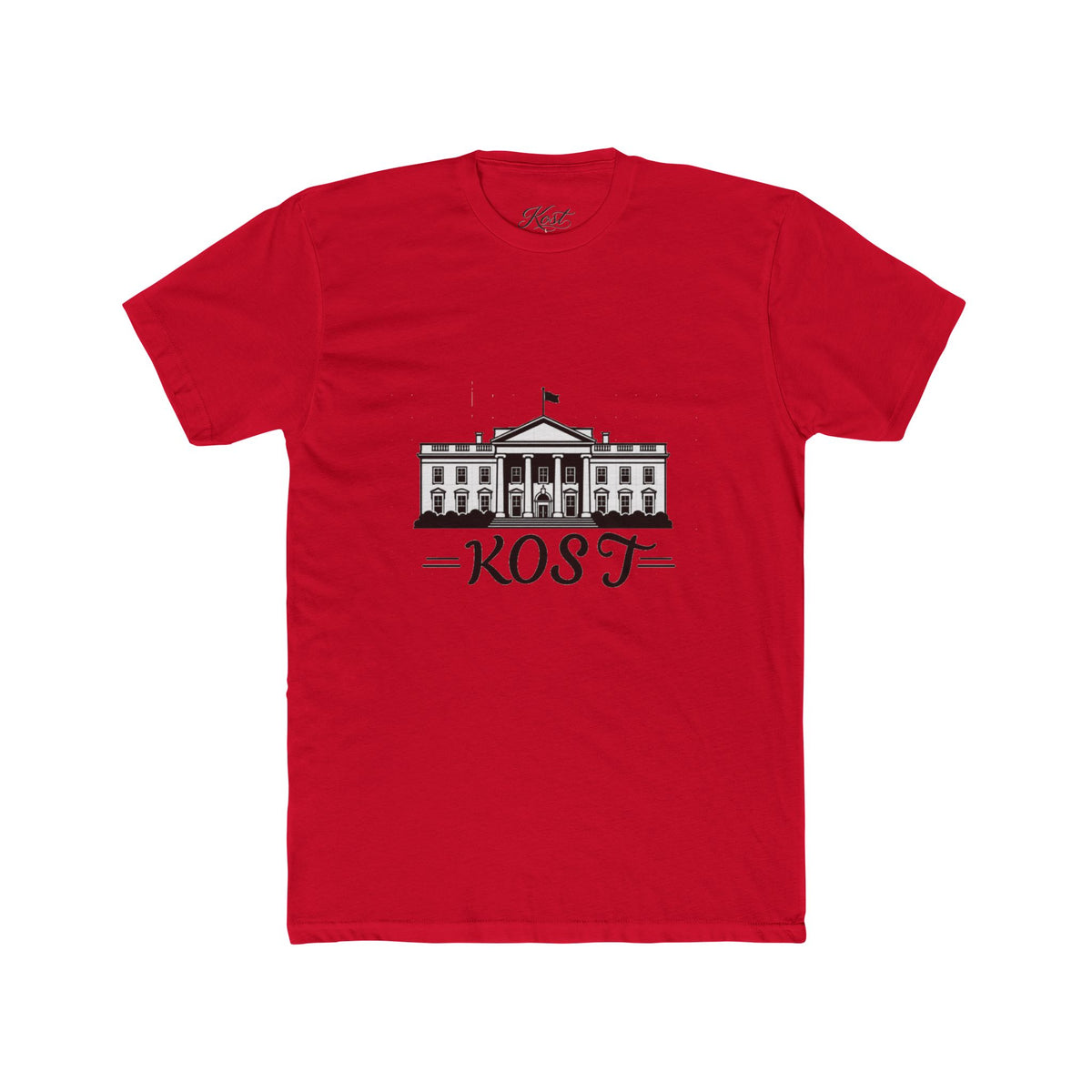 White Tee with Presidential Building Graphic & KOST Text