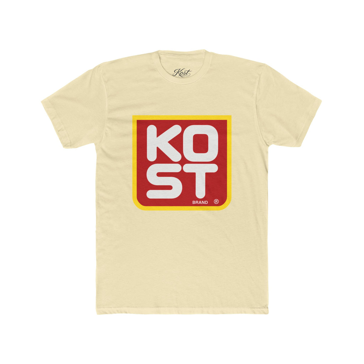 Vintage Retro Logo Tee — "KOST" Bold Square Graphic T-Shirt