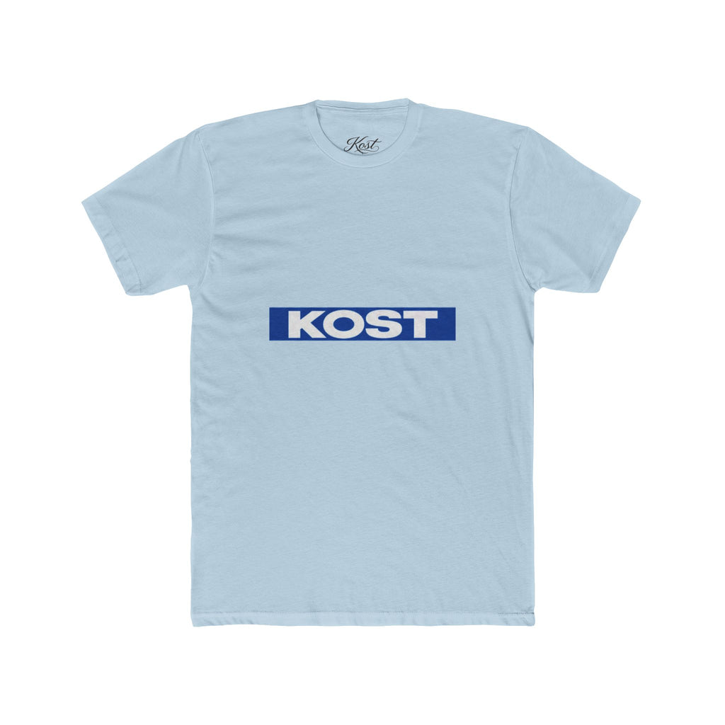KOST Logo Tee — Retro Blue Box Graphic Cotton T‑Shirt