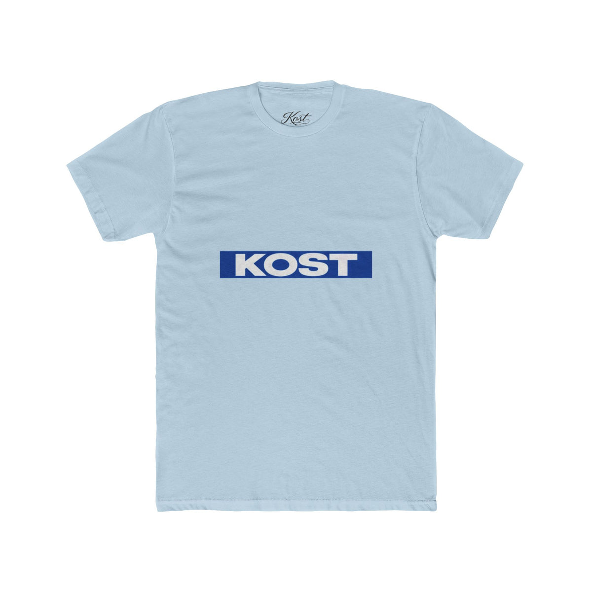 KOST Logo Tee — Retro Blue Box Graphic Cotton T‑Shirt