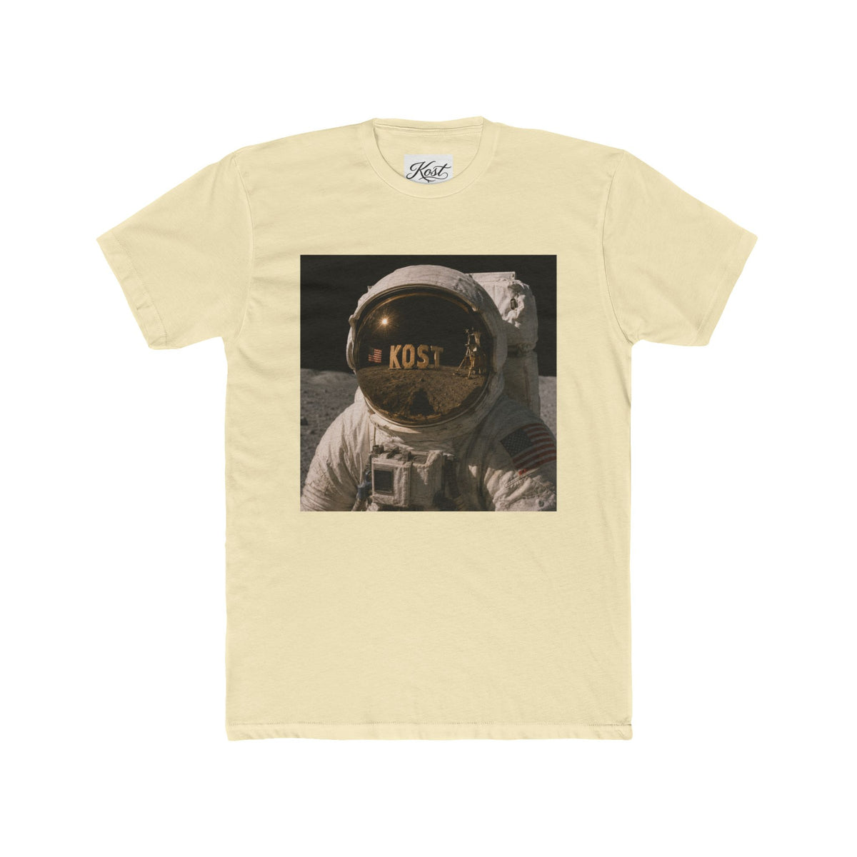 Astronaut Helmet Tee — 'KOST' Reflective Space Graphic T‑Shirt