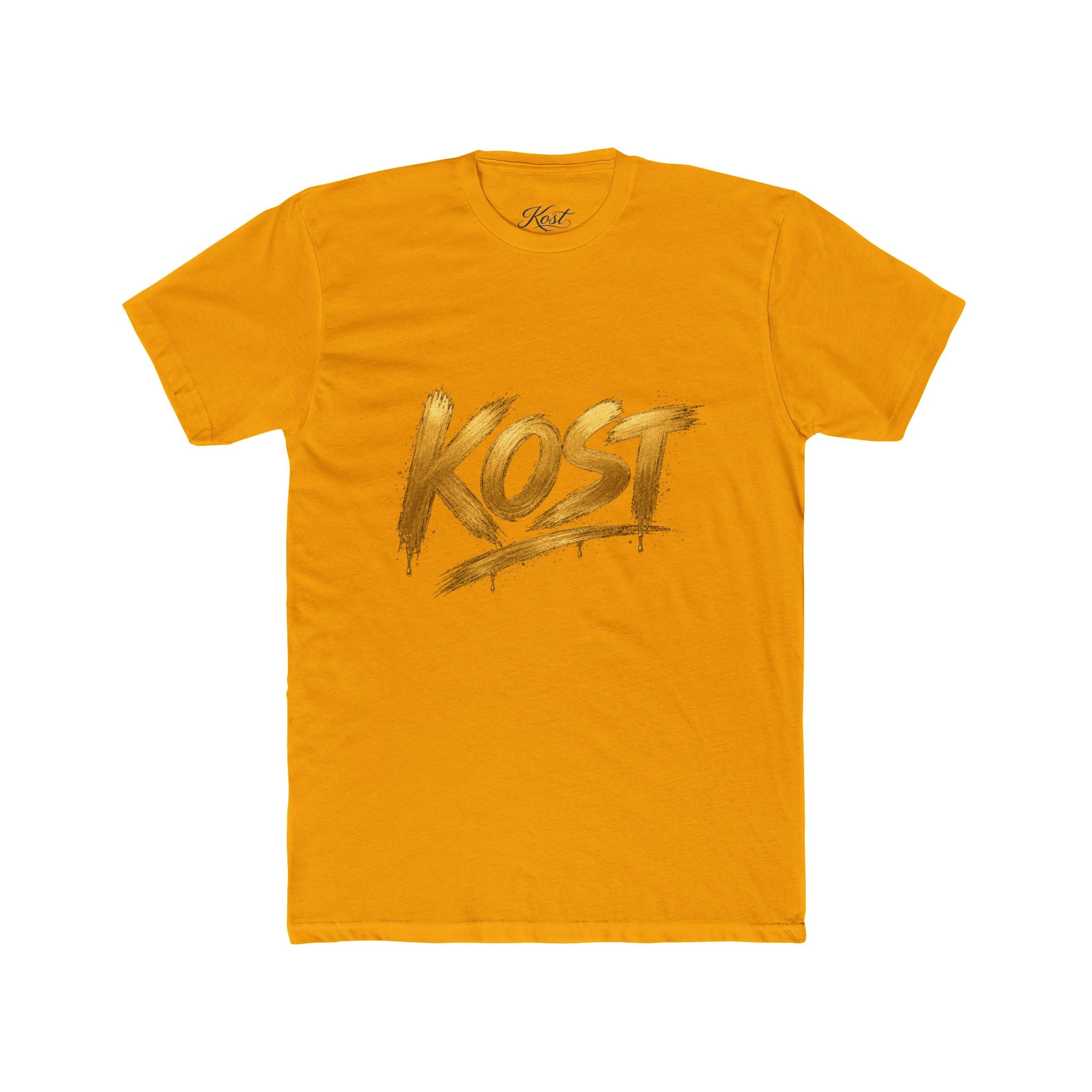 KOST Gold Script T‑Shirt — Streetwear Graphic Tee with Metallic Brush Lettering