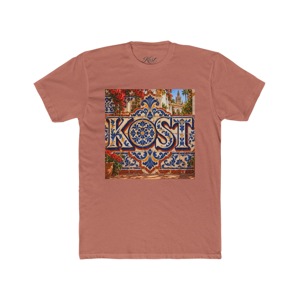 Ornate Blue and Red Tile Pattern T-Shirt