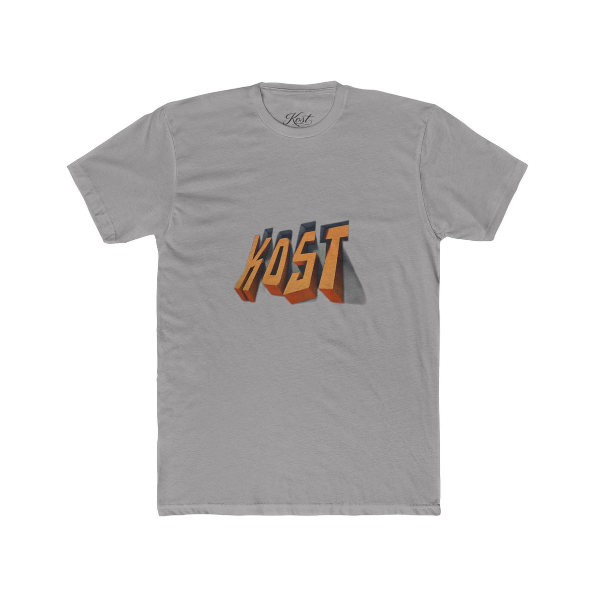 Retro 3D 'KOST' Graphic Tee — Vintage Orange Shadow Cotton T-Shirt