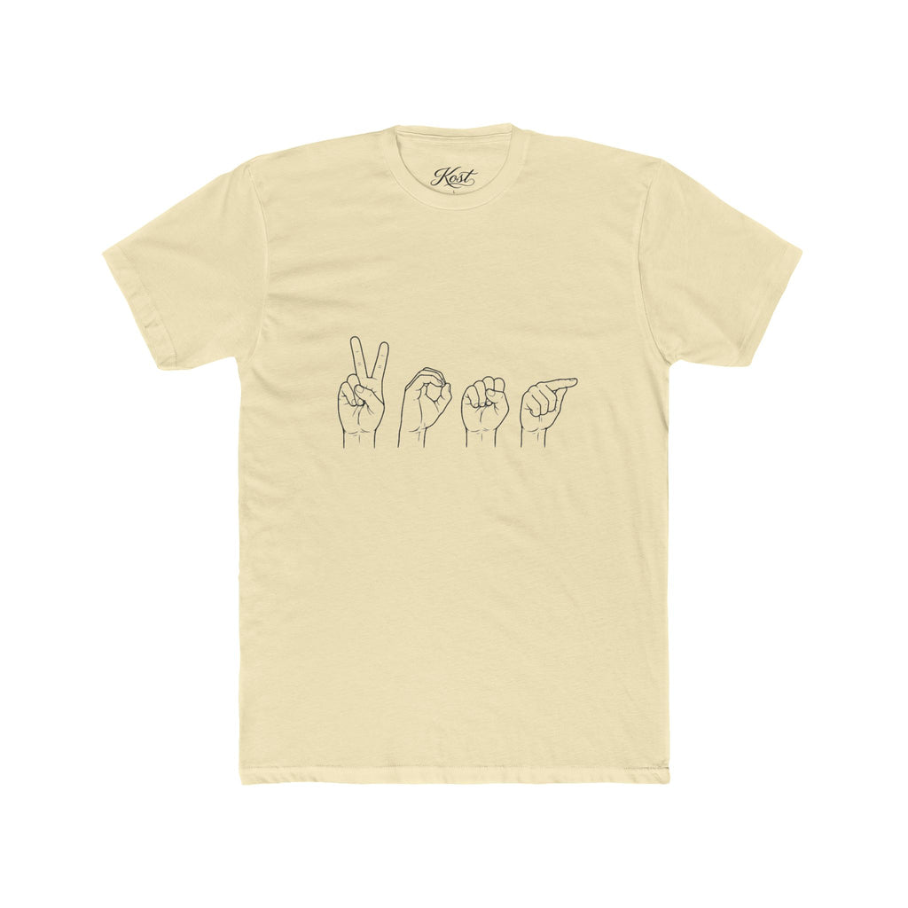 ASL Love Line Art Tee — "LOVE" Fingerspelling Cotton T‑Shirt