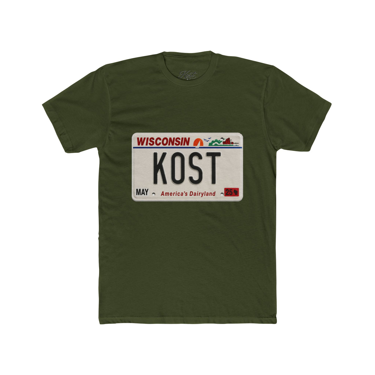 Wisconsin License Plate 'KOST' T‑Shirt — Retro America’s Dairyland Tee