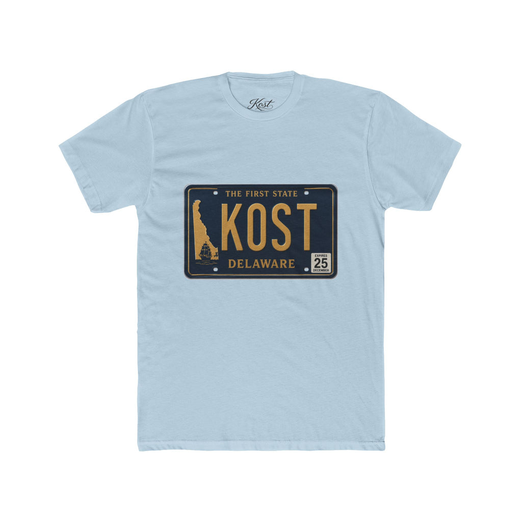 Delaware License Plate Tee — KOST Vintage State Plate T‑Shirt