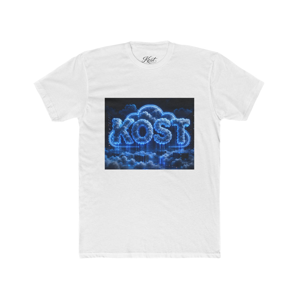 Cloud Glow T‑Shirt — 'KOST' Neon Blue Cloud Graphic Tee