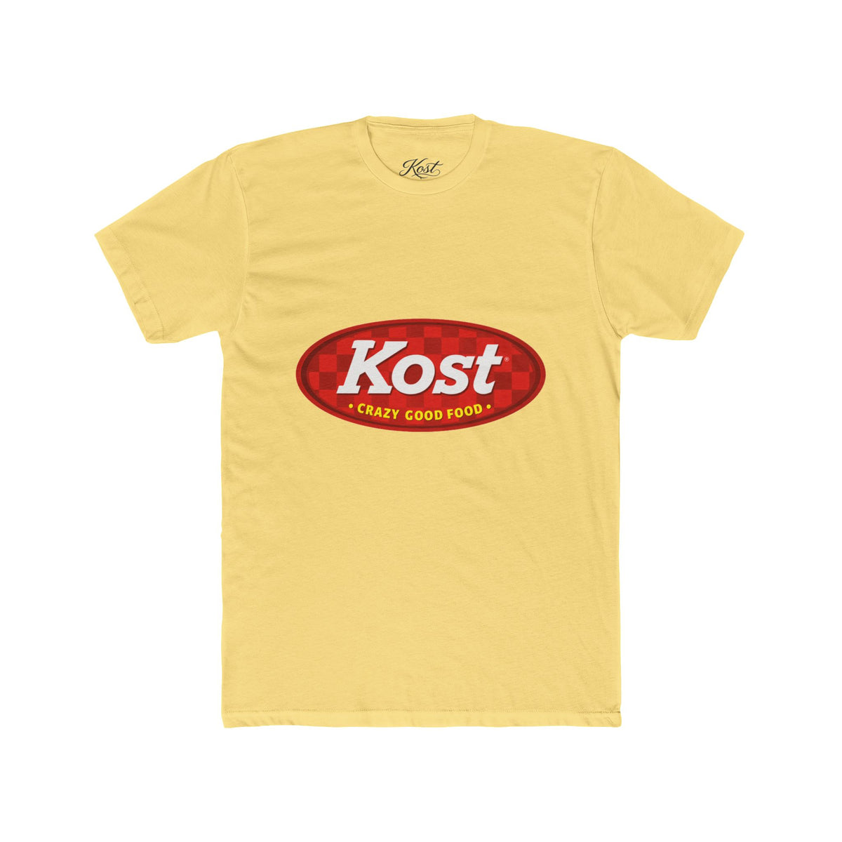 Kost Logo Tee — Vintage Red "Kost" Oval Graphic Cotton T-Shirt