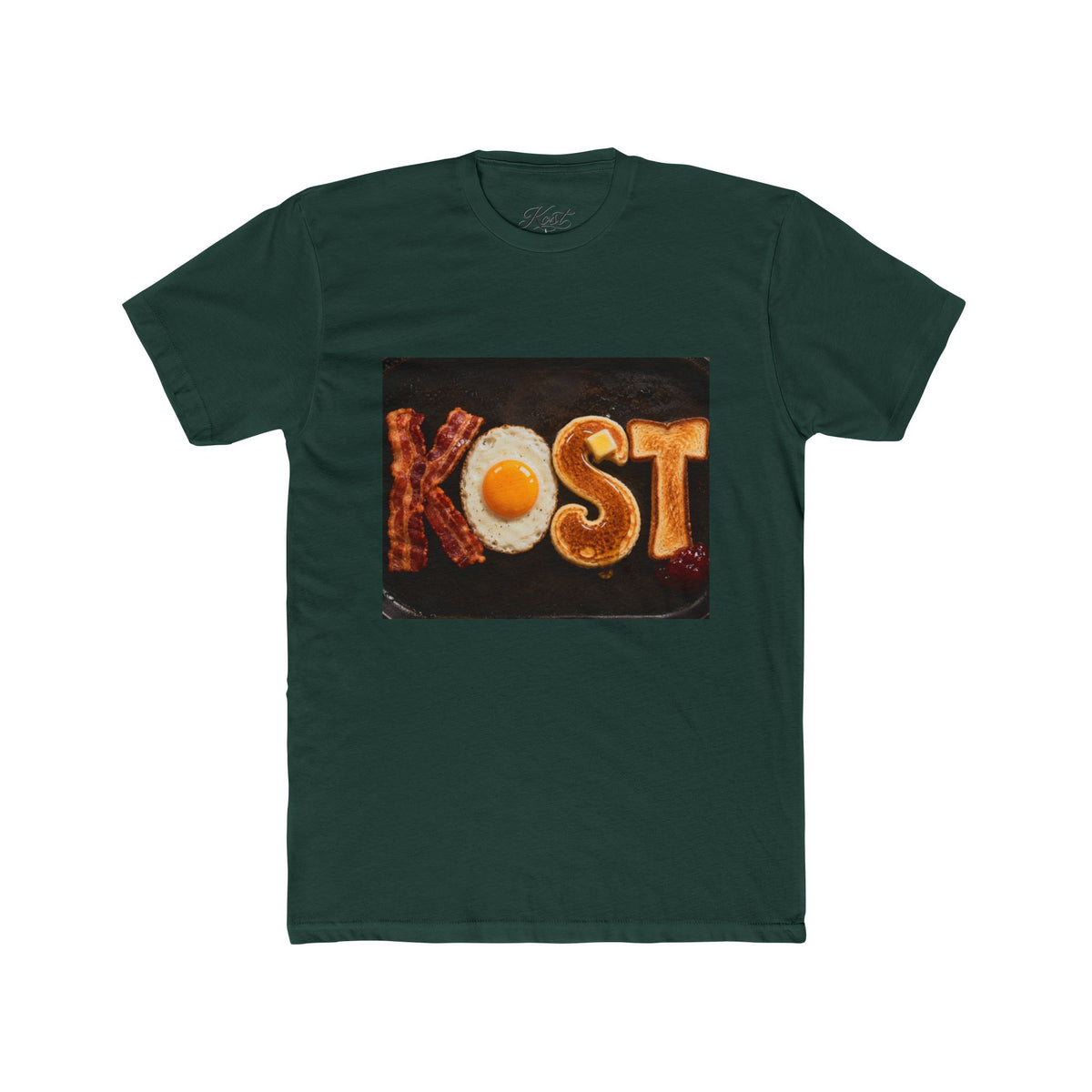 T-Shirt — 'KOST' Breakfast Letters Design (Bacon & Egg)