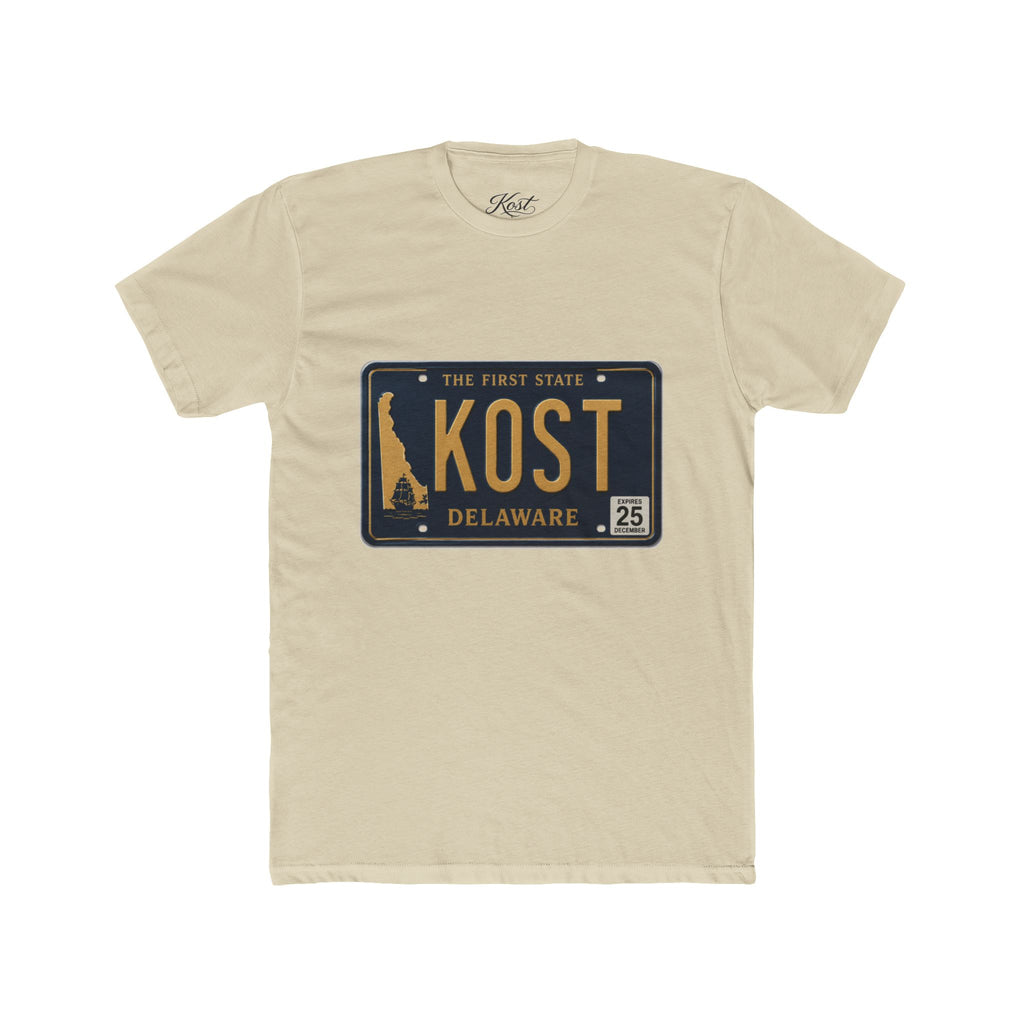 Delaware License Plate Tee — KOST Vintage State Plate T‑Shirt