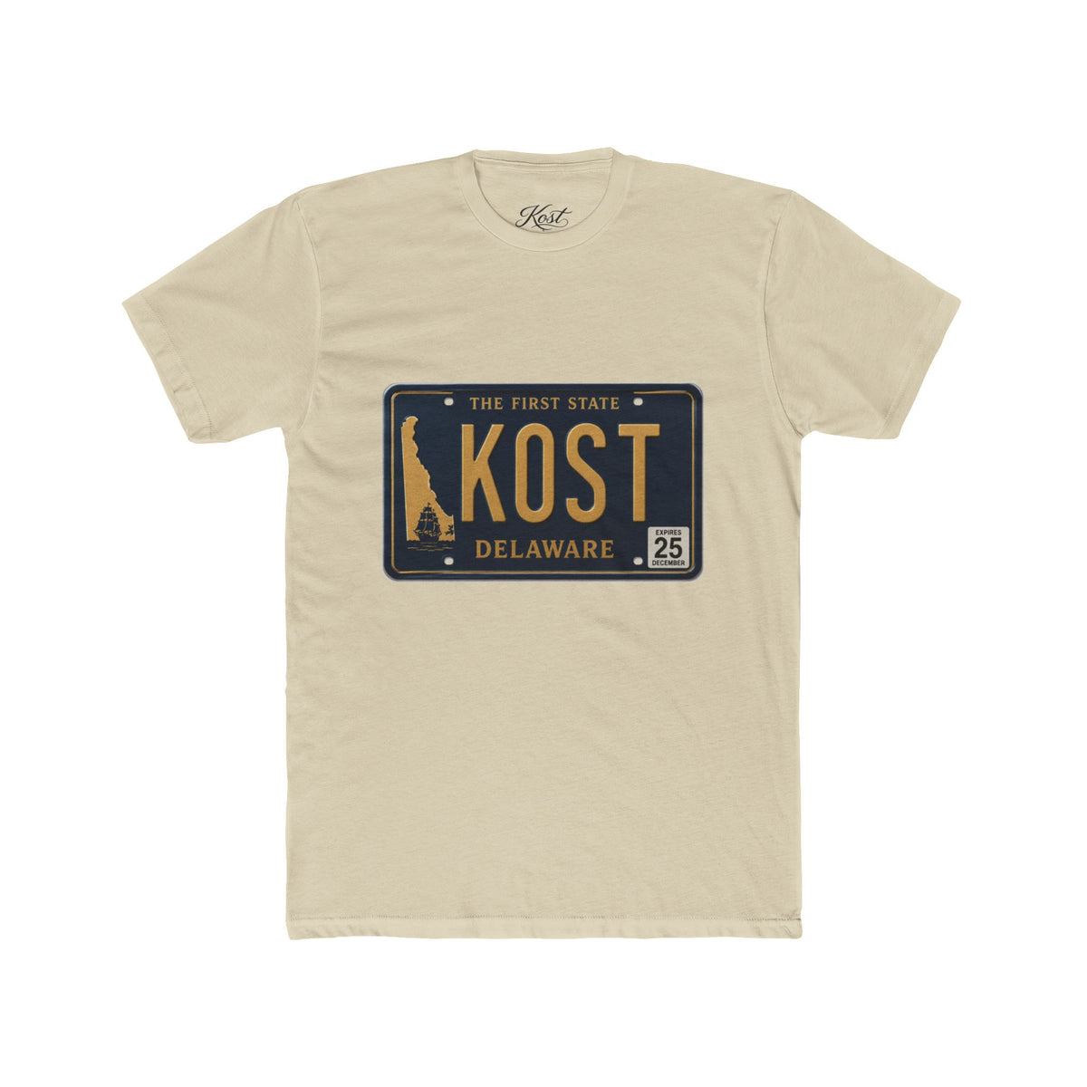 Delaware License Plate Tee — KOST Vintage State Plate T‑Shirt